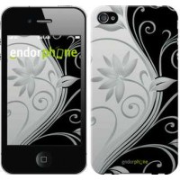 Чехол для iPhone 4s Цветы на чёрно-белом фоне 840c-12