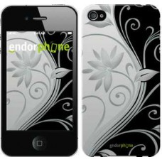 Чехол для iPhone 4s Цветы на чёрно-белом фоне 840c-12