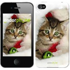 Чехол для iPhone 4s Новогодний котёнок в шапке 494c-12