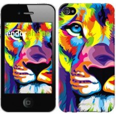 Чохол для iPhone 4 Різнобарвний лев 2713c-15