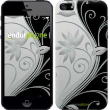 Чохол для iPhone 5 Квіти на чорно-білому тлі 840c-18