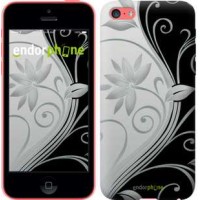 Чохол для iPhone 5c Квіти на чорно-білому тлі 840c-23