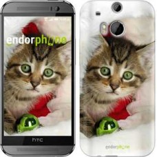 Чохол для HTC One M8 Новорічний кошеня в шапці 494c-30