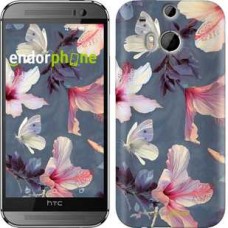 Чохол для HTC One M8 Намальовані квіти 2714c-30