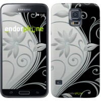 Чохол для Samsung Galaxy S5 Duos SM G900FD Квіти на чорно-білому тлі 840c-62