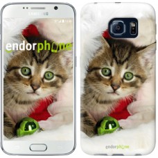 Чохол для Samsung Galaxy S6 G920 Новорічний кошеня в шапці 494c-80